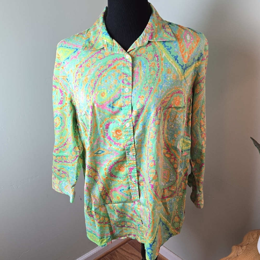 Ralph Lauren Colorful Paisley Button-down blouse top